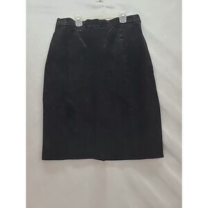 Pelle Suede‎ Leather Black Pencil Skirt Knee Length Sz 14  Goth Rocker